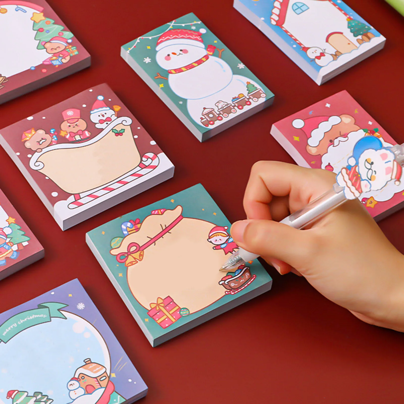 50 sheets Cute Christmas Memo Pad Cartoon Snowman Thicken Tearable Santa Self-Stick Notes Office Accessories Kawaii Stationery