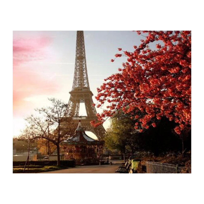 Eiffel Tower Scenery 5D DIY Full Drill Diamond Painting Cross Stitch Embroidery Rhinestones Mosaic Home Decoration Gifts L18