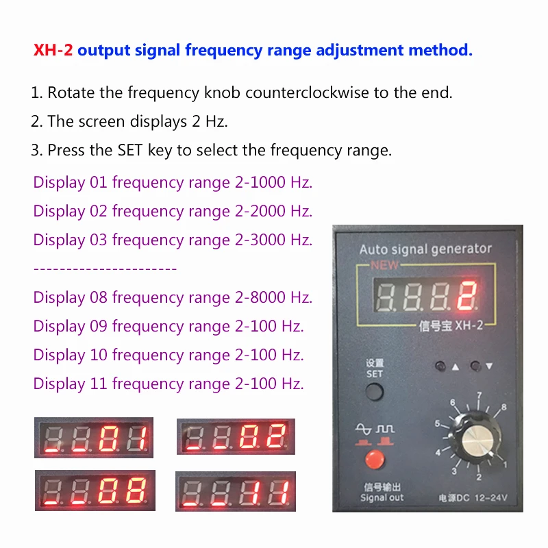 XH-2 Symulator sygnału samochodowego Generator Czujnik Halla samochodu Tester położenia wału korbowego Miernik 2 Hz do 8 KHz