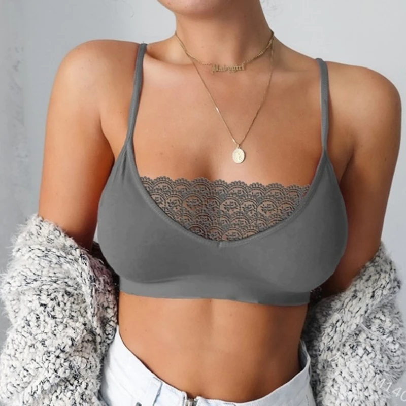 Woman Clothes European and American Hot Models Lace Side Sexy Tube Top See-through Camisole Base Women's Underwear Women's Bra image 3