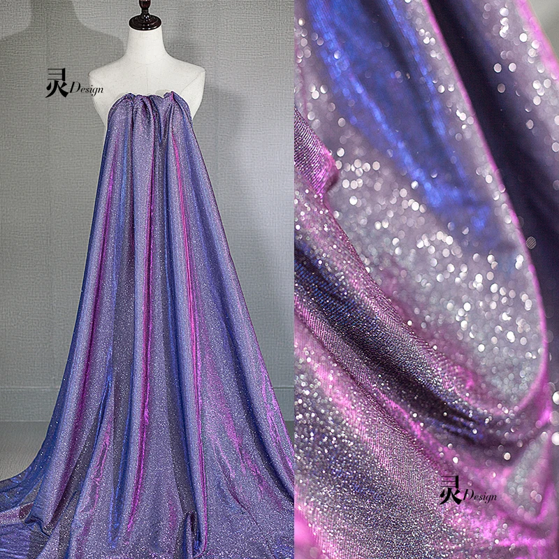 Dream Reflective Laser Cloth Starry Sky Magic Color Bright Elastic Fabric Creative Wedding Dress Fabric