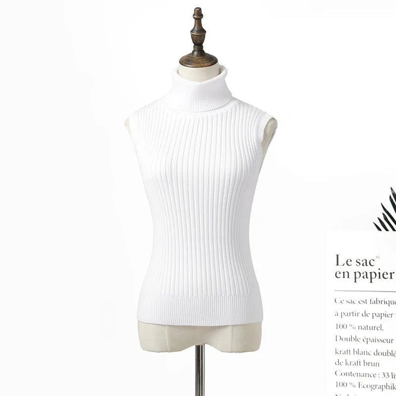 New Sexy Sleeveless Sweater Female Tank Turtleneck Sweater Women Slim Knitting Sweater Women Winter Pullovers Women Jumper Tanks