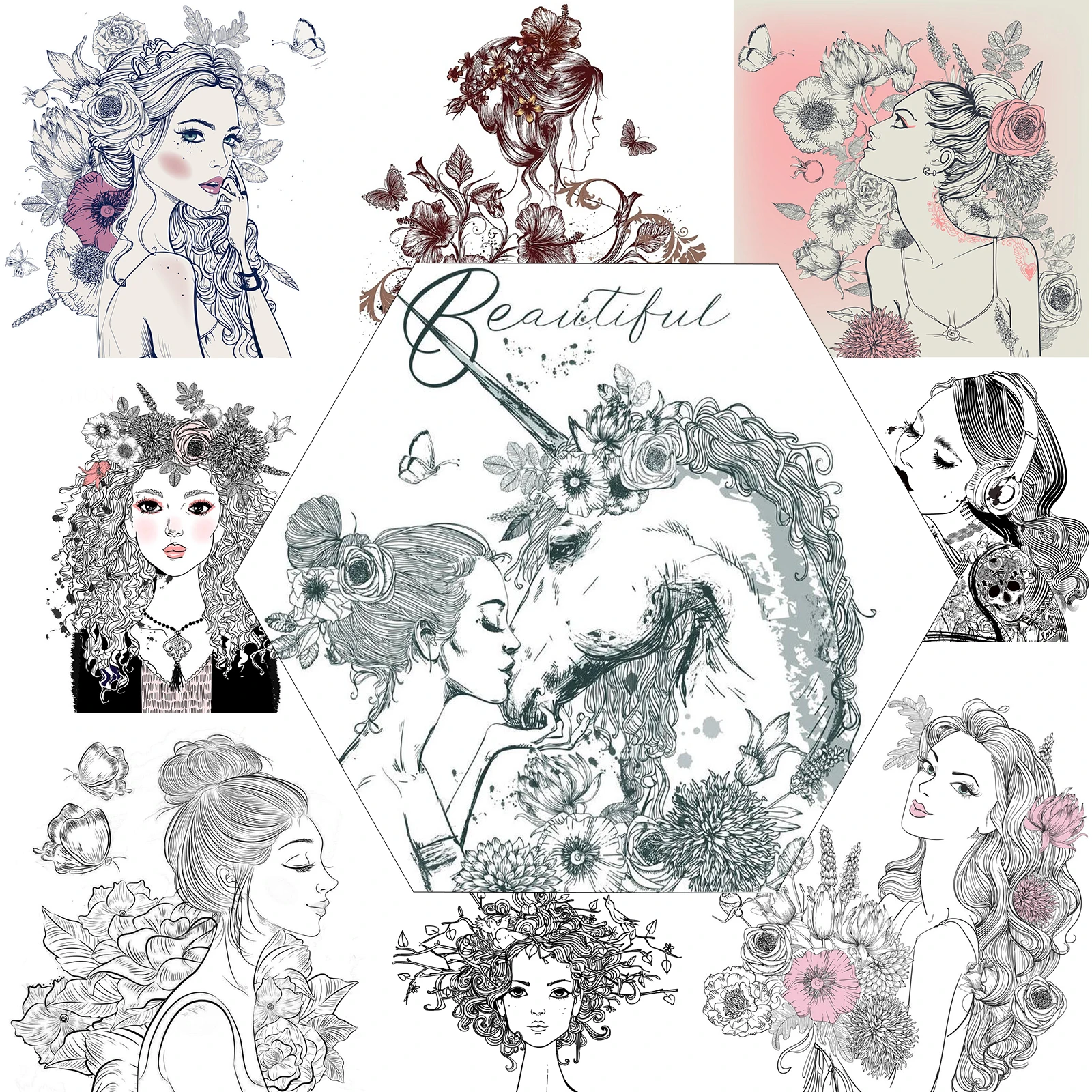 AZSG Beautiful Unicorn/Garland Girls Clear Stamps/Seal For DIY Scrapbooking Card Making Album Decorative Silicone Stamp Craft