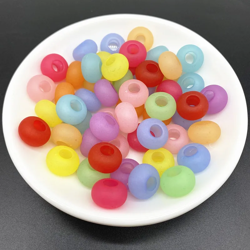 20pcs 15x9mm Mixing Color Big Hole Acrylic Beads Loose Spacer Oblate Circle Bead Necklace Bracelet Pendant Jewelry Making