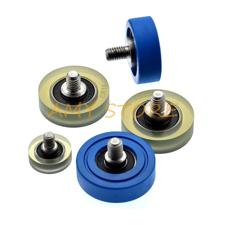 M3 M4 M6 M8 PU Rubber Coating Pulley Wheel Sliding Gate Door Bearing Roller Slide With SS304 Thread Screw