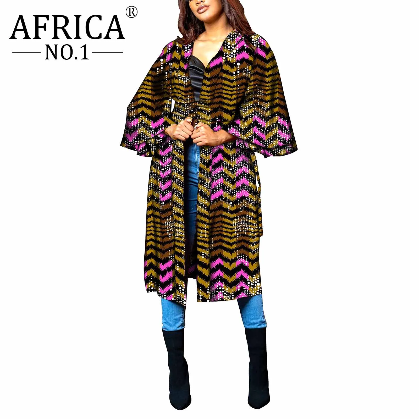 Abbigliamento africano per donna giacca a vento Dashiki in puro cotone floreale elegante giacca in cera colorata girare verso il basso colletto Design Casual