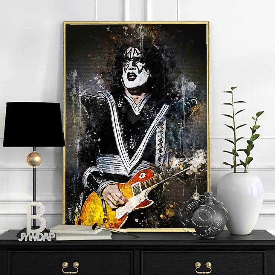 Rock Star Alvin Lee Dark Bg Alex Scolnick Vintage Bob Dylan Guitarist Neo-Expressionism Poster, Fashion Singer Home Wall Decor