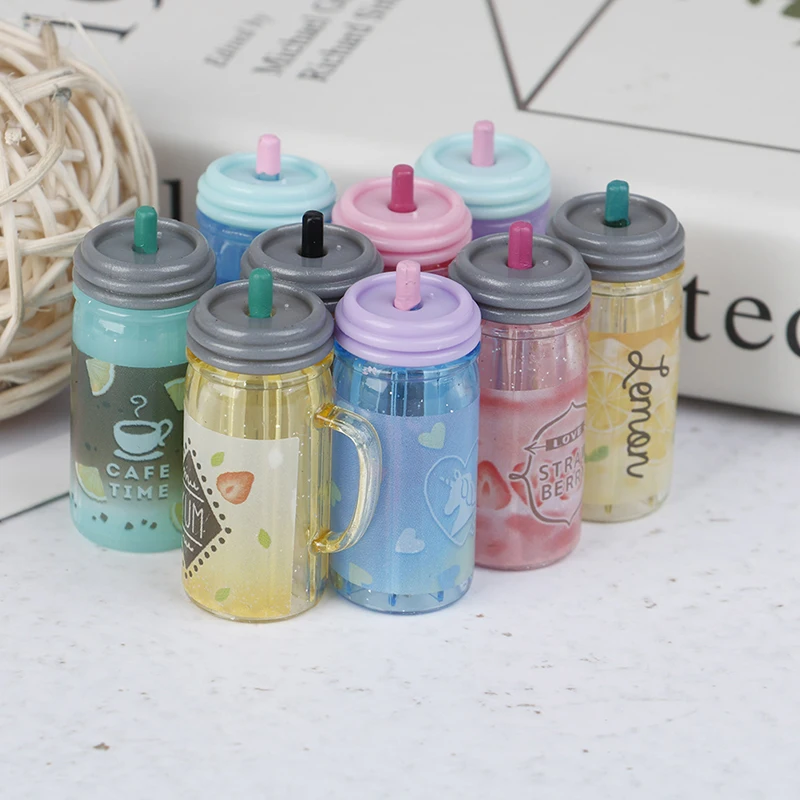 1:12 Dollhouse Mini Drink Juice Cup Miniature Accessories Bottle Gifts Resin Fruit Tea Cup Simulation Drinks Model Toys