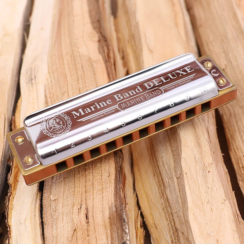 Hohner Marine Band Deluxe Diatonic 10 Hole Harmonica Mouth Organ Instrumentos Key C Blues Harp Pearwood Comb Musical Instruments