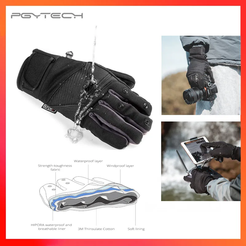 PGYTECH For DJI Mavic 3 Flying Photography Gloves Mountaineering Ski Riding Windproof Waterproof Touch Screen Multi-function