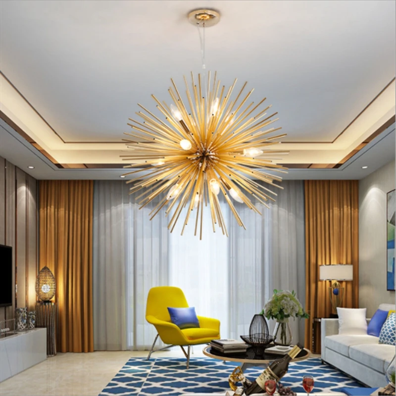 Nordic Gold chandelier lighting Dandelion fireworks LivingRoom Bedroom Satellite Light Decorations design kitchen light fixtures