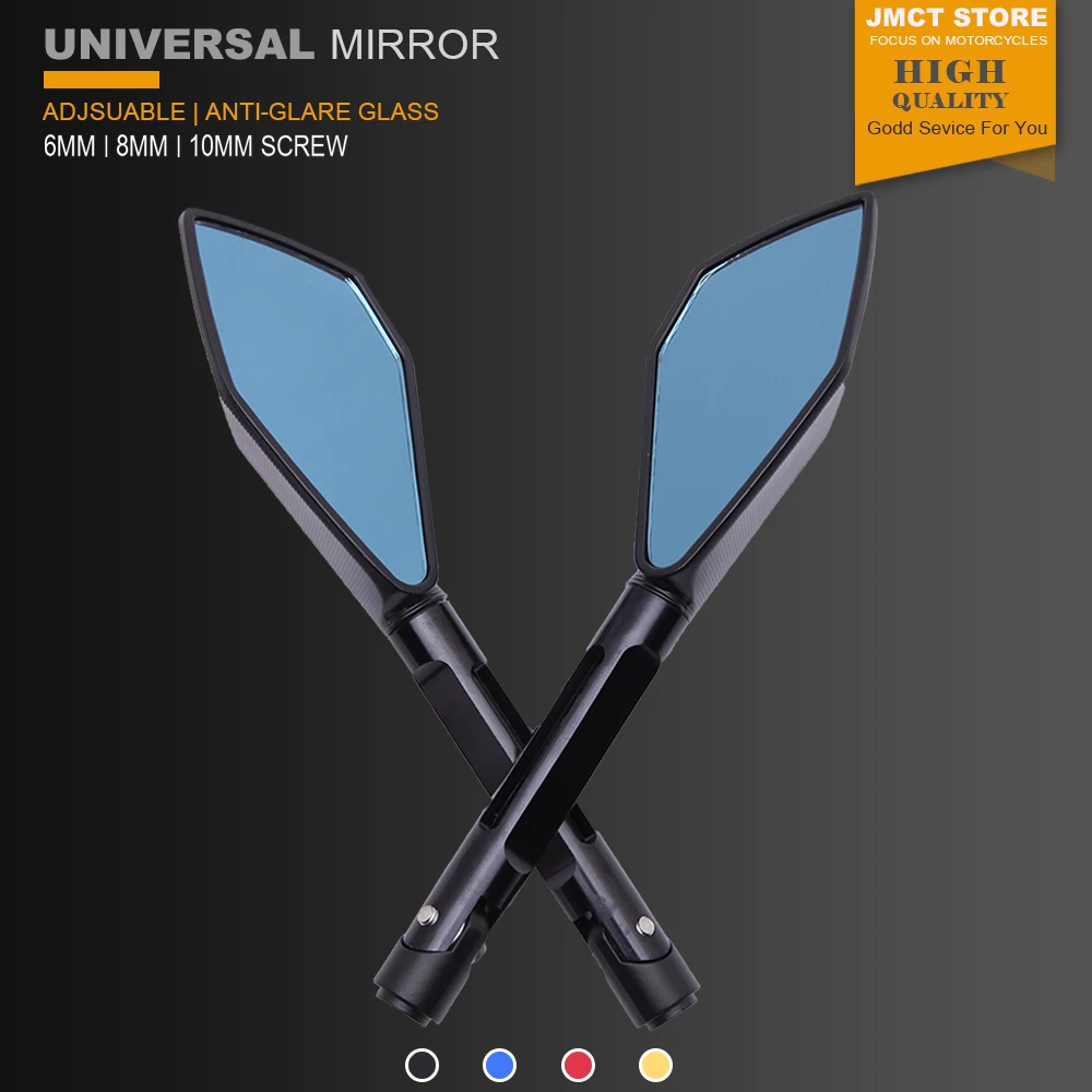 Universal Motorcycle Handlebar Side Rear View Mirror CNC Aluminum Blue Anti-glare Mirrors For Yamaha Honda Kawasaki Vespa Suzuki