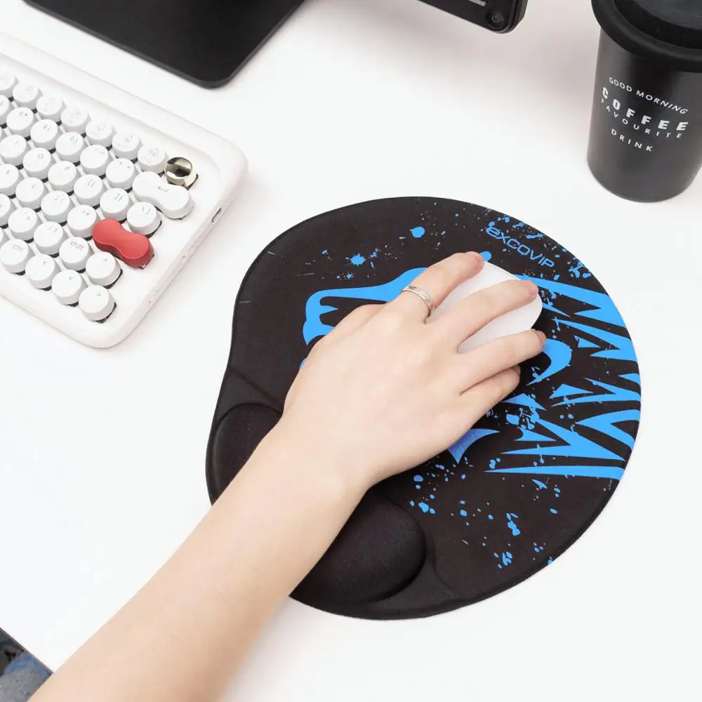 EXCO Blue Leopard Mouse Pads with Wrist Rest Gamer Wrist Support Ergonomic Office Gaming Mouse Mats for Computer Laptop Notebook