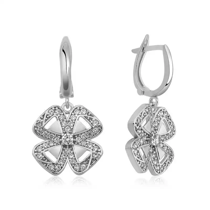 Silver Clover Women's Earrings 925 Sterling Women for Jewelry Wedding Party Birthday Gift - Box - Fashion - Girl - Special Days