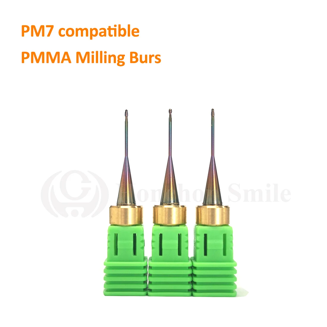 

3pcs CAD CAM PM3/PM5/PM7 Compatible Milling Burs for Zirconia / PMMA / Emax, Rainbow / DLC /Diamond Coated