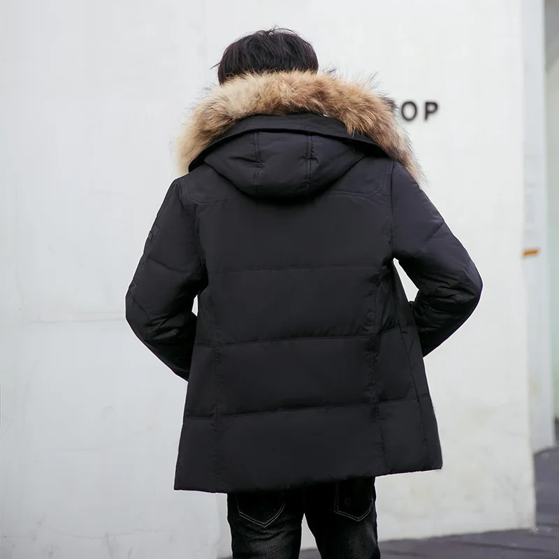 

2020 Winter Coat Duck Down Jacket Men Hooded Thick Puffer Jacket Men Fur Collar Warm Parkas Down Jackets 8232 KJ2647