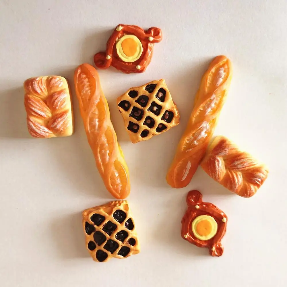 

8pcs Resin Food Bread Slime Charms Phone Decor Jewelry Making Hair Accessories DIY