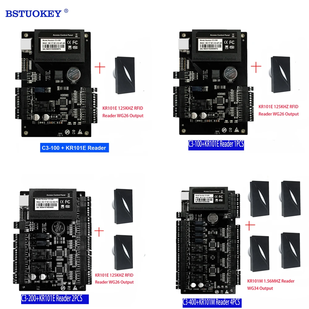 Porta Acesso Controle Wiegand Card Reader Kit, controlador de acesso, C3-100, C3-200, C3-400, RFID IC, leitor de cartão de identificação, KR101E, KR101M