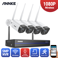 ANNKE 8CH 1080P FHD Wi-Fi Wireless NVR CCTV System 4PCS IP Camera WIFI Outdoor Waterproof CCTV Security Camera Surveillance Kits