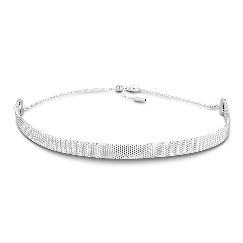 

100% 925 Sterling-Silver-Jewelry Reflexions Mesh Choker Necklaces Free Shipping
