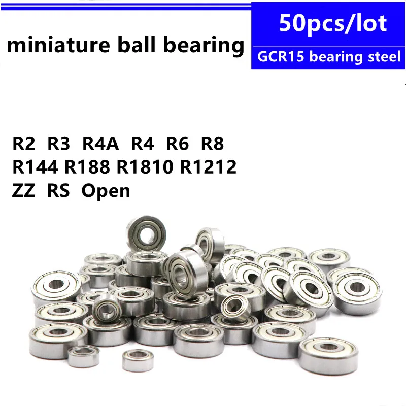 50 Stück R2ZZ R2-5ZZ R3ZZ R4AZZ R4ZZ R6ZZ R8ZZ R144ZZ R188ZZ R1810ZZ R1212ZZ -2RS -2Z -Z 2Z offene Zoll-Rillenkugellager – Detail 1