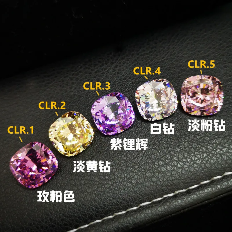 Top selling 14X14mm brilliant Fire cut Excellent quality square-shaped beads loose fancy color stones for jewelry making CZ DIY