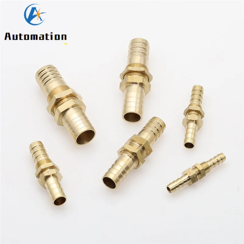 ID Pipe 6mm - 25mm Hose Barb Bulkhead Brass Barbed Tube Pipe Fitting Coupler Connector Adapter For Fuel Gas Water Copper