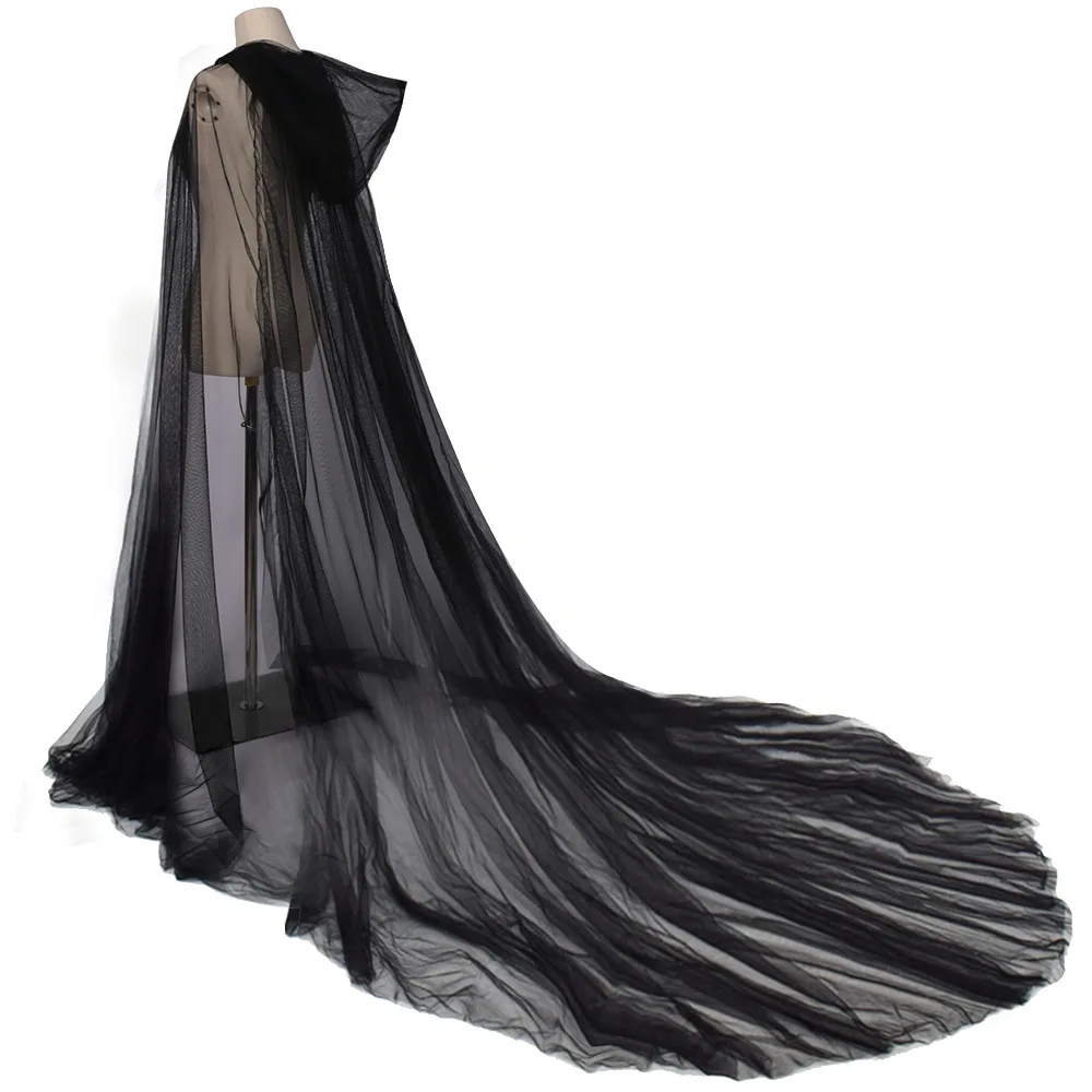 White Iovry Black Red Wedding Cloak Wrap Cape Bridal Shawl Long Bridal Coat Women Cape 220CM