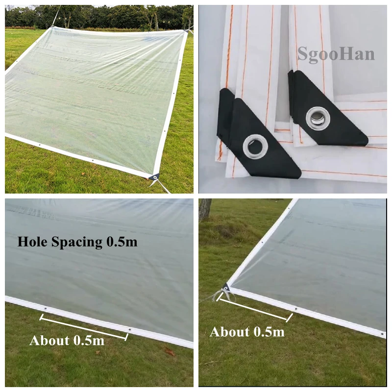 0.1mm Plastic Transparent Rainproof Cloth White Edge PE Film Tarpaulin Greenhouse Succulent Plant Keep Warm Waterproof Cloth