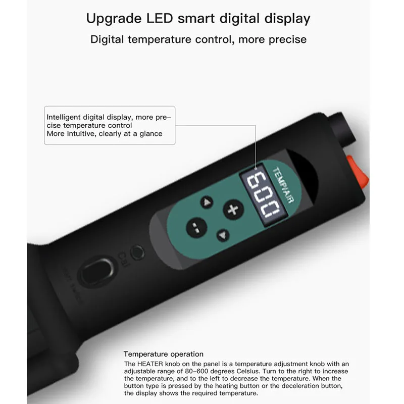 DES 560 Hot Air Gun BGA Rework Station Digital Display Temperature Adjustable Hot Air Blower Heat Gun for IC Chip Desoldering