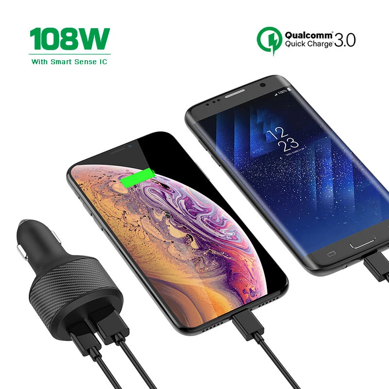 Adaptador de carga rápida para coche, dispositivo USB PD QC3.0 de 108W para MacBook, iPhone 12 Pro Max 11, SAMSUNG, Dell, Nintendo, ordenador portátil de 90W/60W/45W/30W/20W