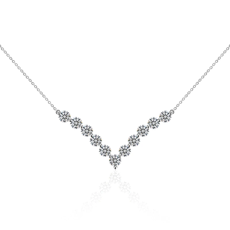 New Jewelry Luxury 18K White Gold Pendants Fashion Jewelry Round Cut 3.9mm Lab Grown Diamond Necklace Engagement Chain For Women