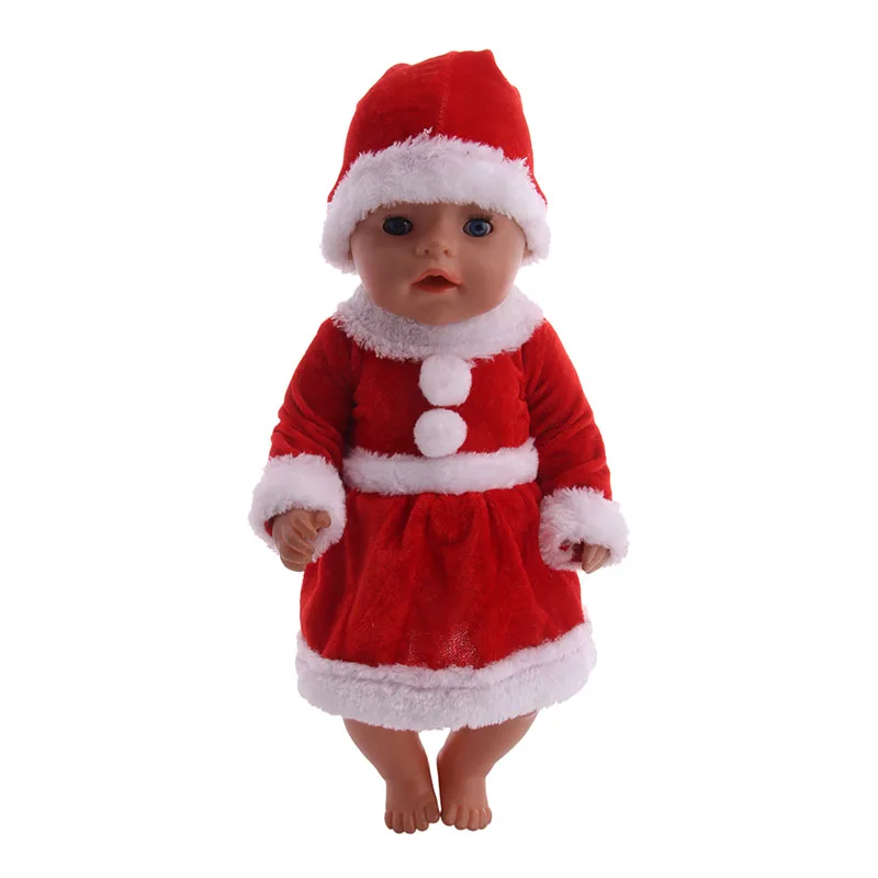 Red Christmas Pajamas Bathrobe 18 Inch American And 43cm Reborn Baby Doll Clothes Accessories, Our Generation Gift For Girl