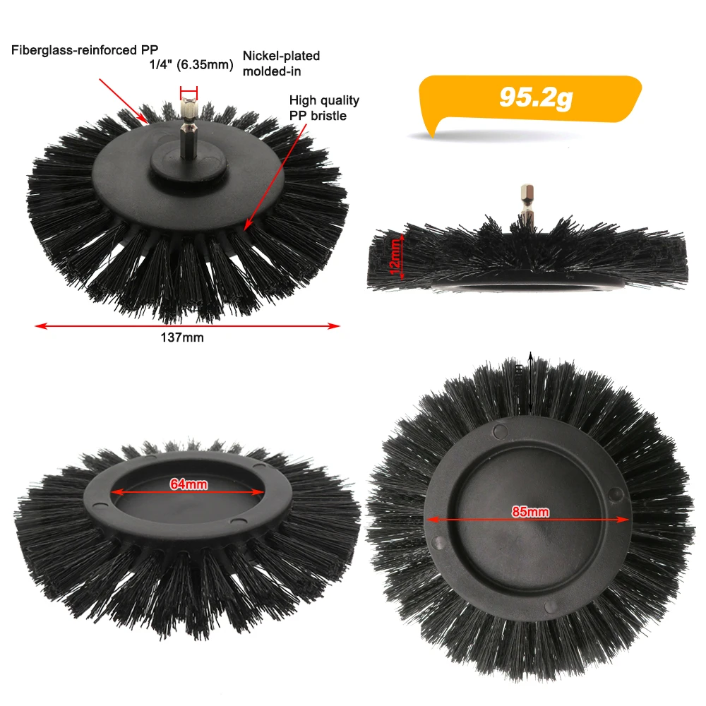 Electric Scrubber brush Drill Gap Brush with 1/4\