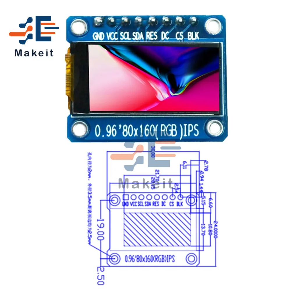 0.96 Inch 0.96 "Ips Lcd Display Module 80X160 Full Color Lcd Hd Screen Board Spi Seriële Interface ST7735 Drive 3.3V Voor Arduino
