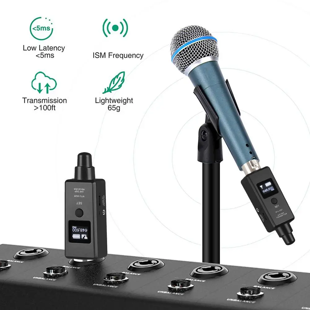 

Wireless Transmitter Microphone Reception System XLR Connection Built-in Rechargeable Battery For Dynamic /condenser Mic