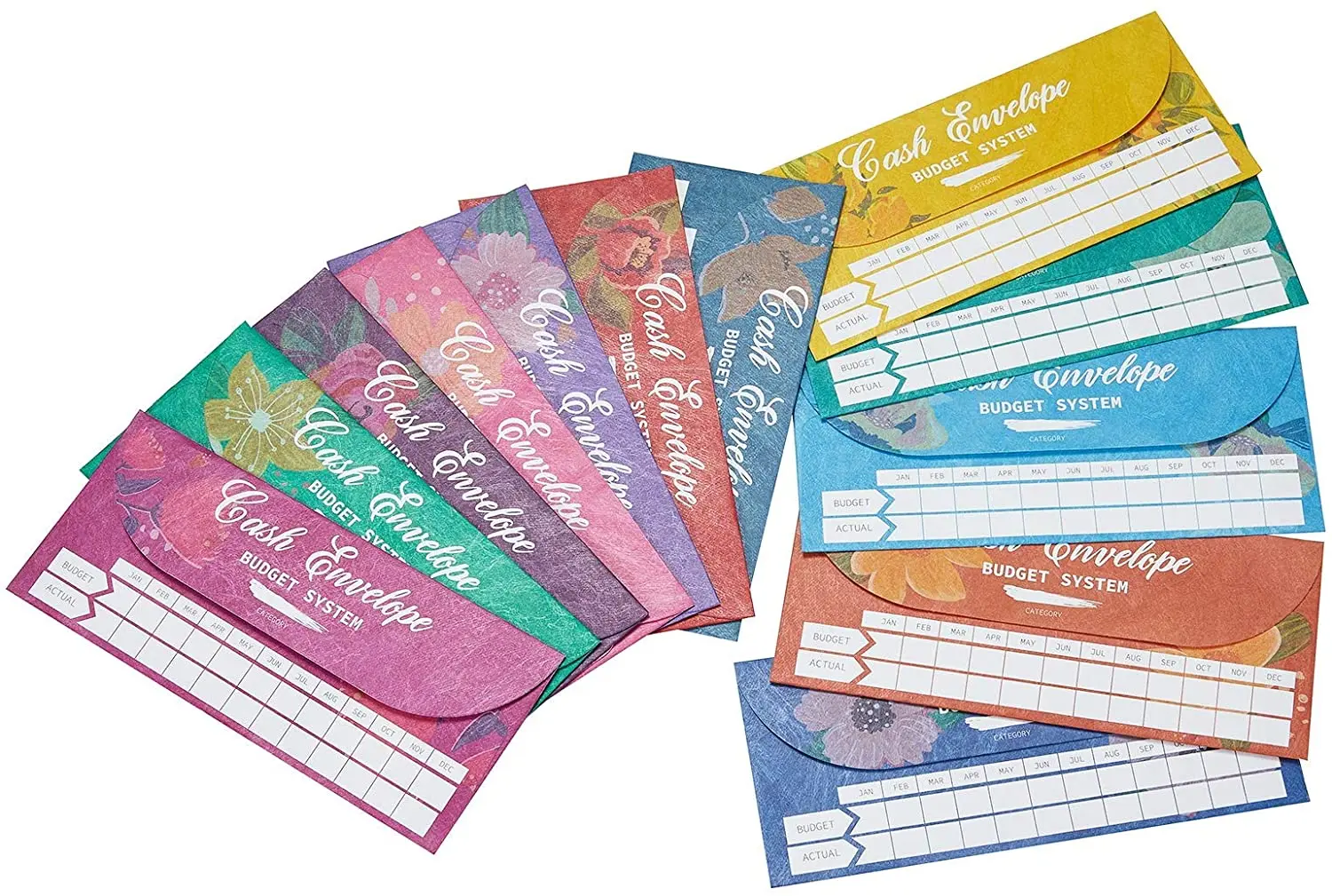Cash Budget Envelopes Wallet System,12 Pcs Style Waterproof Envelopes for Saving Money,Cash Budget Envelopes with Budget Sheets