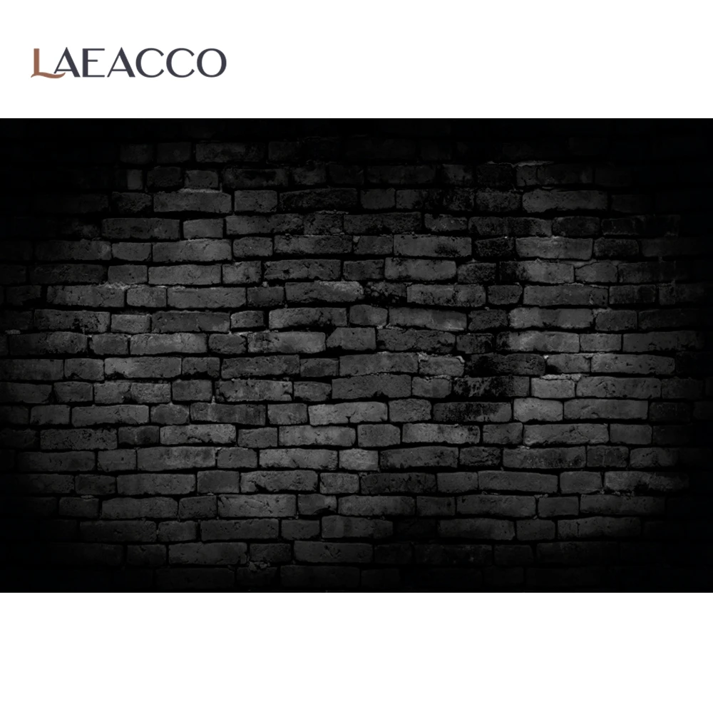 Laeacco Old Dark Black Brick Wall Pattern Home Decor Photocall Photography Background Portrait Photo Backdrop For Photo Studio