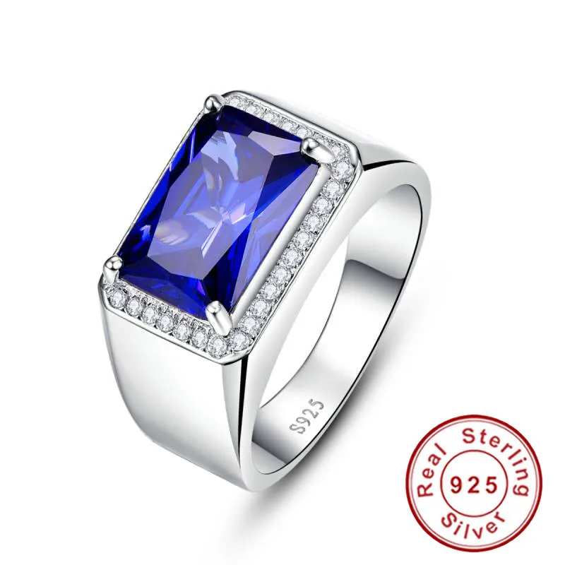 

Luxury 7ct Blue Sapphire Ring Solid 925 Sterling Silver Jewelry Emerald Design Fabulous Charm Bague Anel Masculino