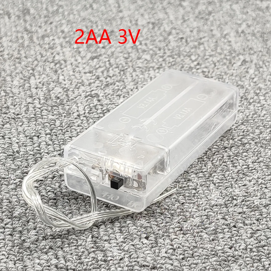 New 2 AA 3V Battery Holder AA Battery Box With Switch  2AA Battery Case With Cover Toy Accessories Model Parts Transparent/Black