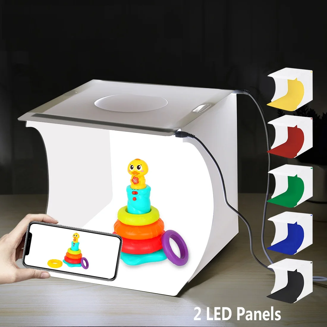 PULUZ 1 / 2LED Lightbox Light box Mini Photo Studio Box Photography Box Light Studio Shooting Tent Box Kit & 6 Color Backdrops