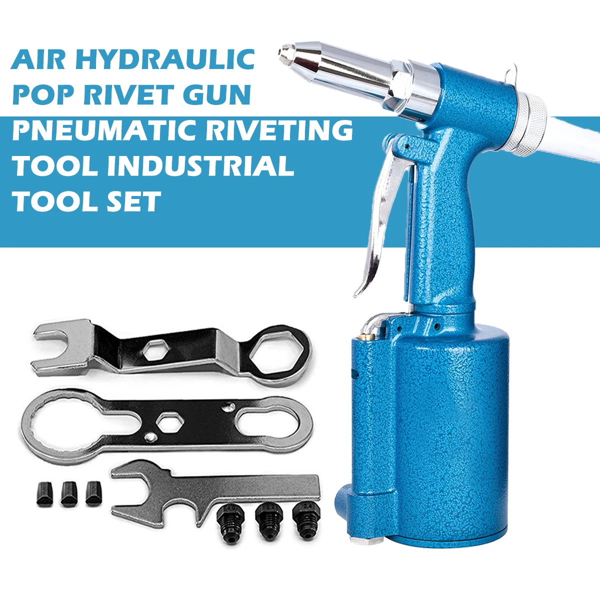 Pneumatic Blind Rivet Gun 2.4-5.0MM Air Riveter Heavy Duty Pneumatic Riveting Gun Industrial Nail Riveting Tool Blue