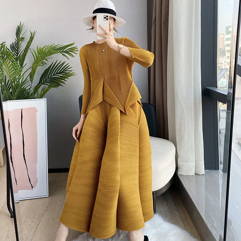 LANMREM Three-quarter Sleeve Top Long Length Skirt Suit Women Spring 2024 New Irregular Blouse Skirt Suits 2D1233