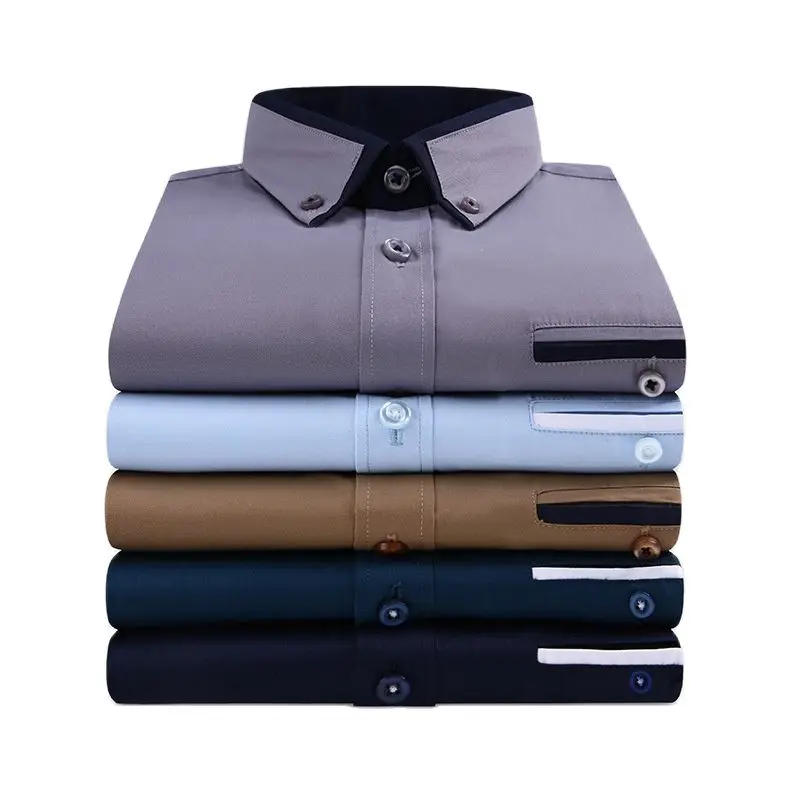 Men Long Sleeve Slim Fit No-Iron Business Social Shirts 2022 Spring Autumn Wedding Party Dress Casual Button Down Brand Shirt