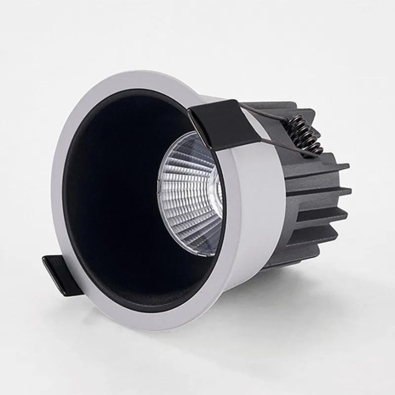 Okrągła, z możliwością ściemniania, wbudowana antyodblaskowa LED typu Downlight 7W 9W 12W 15W 18W lampa sufitowa LED AC110V 220V podświetlenie