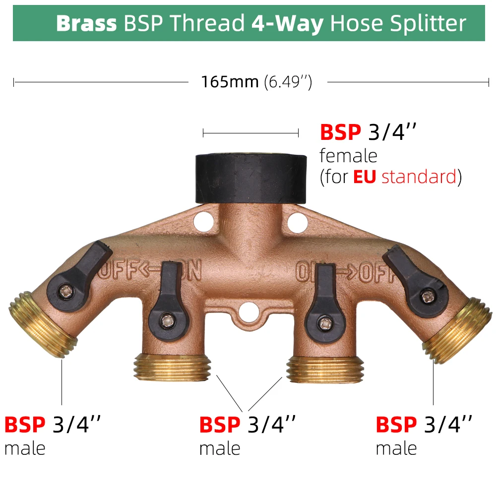 Tap Water Pipe 4 Way Splitter 3/4\