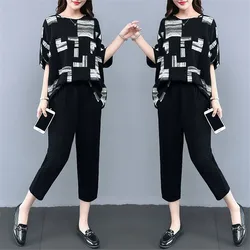 Women's Suits 2022 New summer elegant Sportswear Sets black Long Sleeve T-shirt & Trousers Pants 2 Piece Set Tracksuits