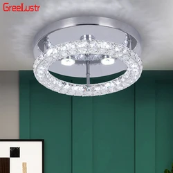 Moderne Kristall Chrom Decke Lampen LED Ring Korridor Suspension Lampe Edelstahl Aisle Leuchten Lustre Kronleuchter