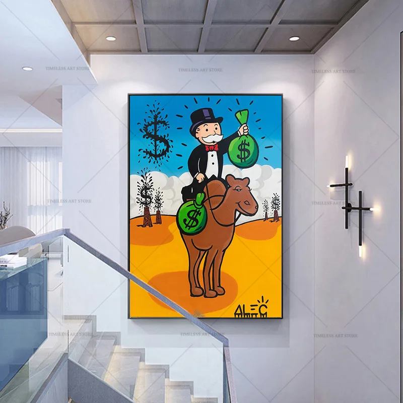 Alec Graffiti Monopoly Millionaire Money Street Art Canvas Prints Painting Wall Art Pictures for Living Room Decoration - view 4