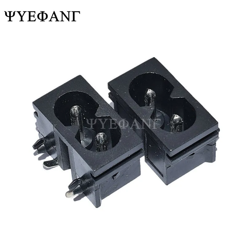 5Pcs Black Male Plug IEC320 C8 Power Socket Connector AC 250V 2.5A Right Angle